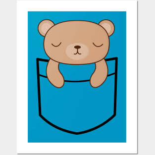 Cute Pocket Brown Bear Posters and Art